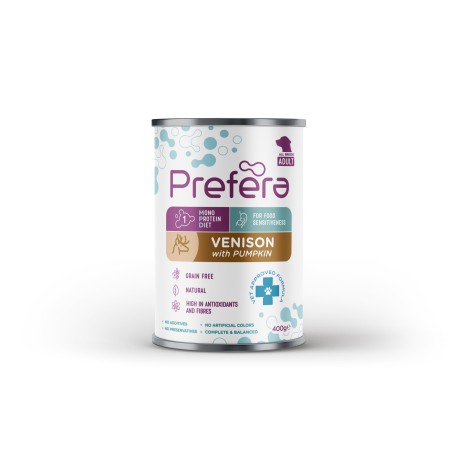 Karma mokra dla psa Prefera Przepiórka z Dynią   400g