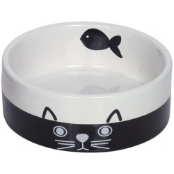 Miska ceramiczna dla kota czarno-biała