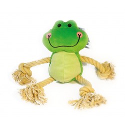 Zabawka dla psa Duża pluszowa żaba ze sznurami