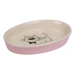 Miska ceramiczna dla kota - owalna z rysunkiem kota