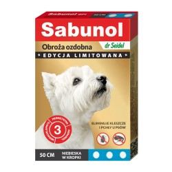 Sabunol - obroża przeciw pchłom i kleszczom - dla psów 50 cm - niebieska w kropki