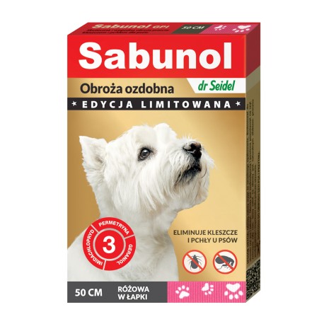 Sabunol - obroża przeciw pchłom i kleszczom - dla psów 50 cm - niebieska w kropki