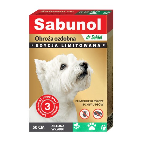 Sabunol - obroża przeciw pchłom i kleszczom - dla psów 50 cm - różowa w łapki