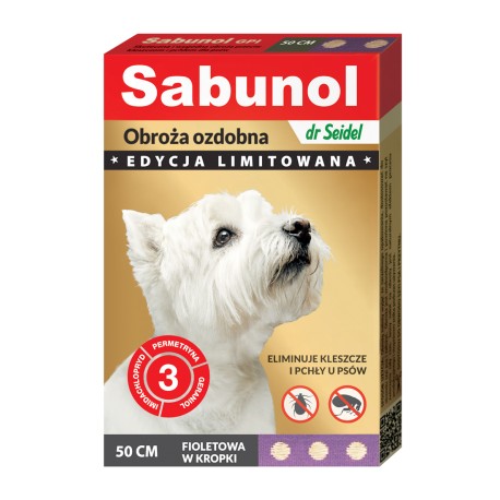 Sabunol - obroża przeciw pchłom i kleszczom - dla psów 50 cm - zielona w łapki