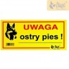Tabliczka ostrzegawcza Dingo metalowa "UWAGA ostry pies !"