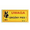 Tabliczka ostrzegawcza Dingo metalowa "UWAGA GROŹNY PIES !"