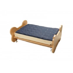 Drewniane łóżko dla psa z materacem