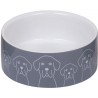 Miska ceramiczna dla psa - szara w sylwetki piesków 0,55l